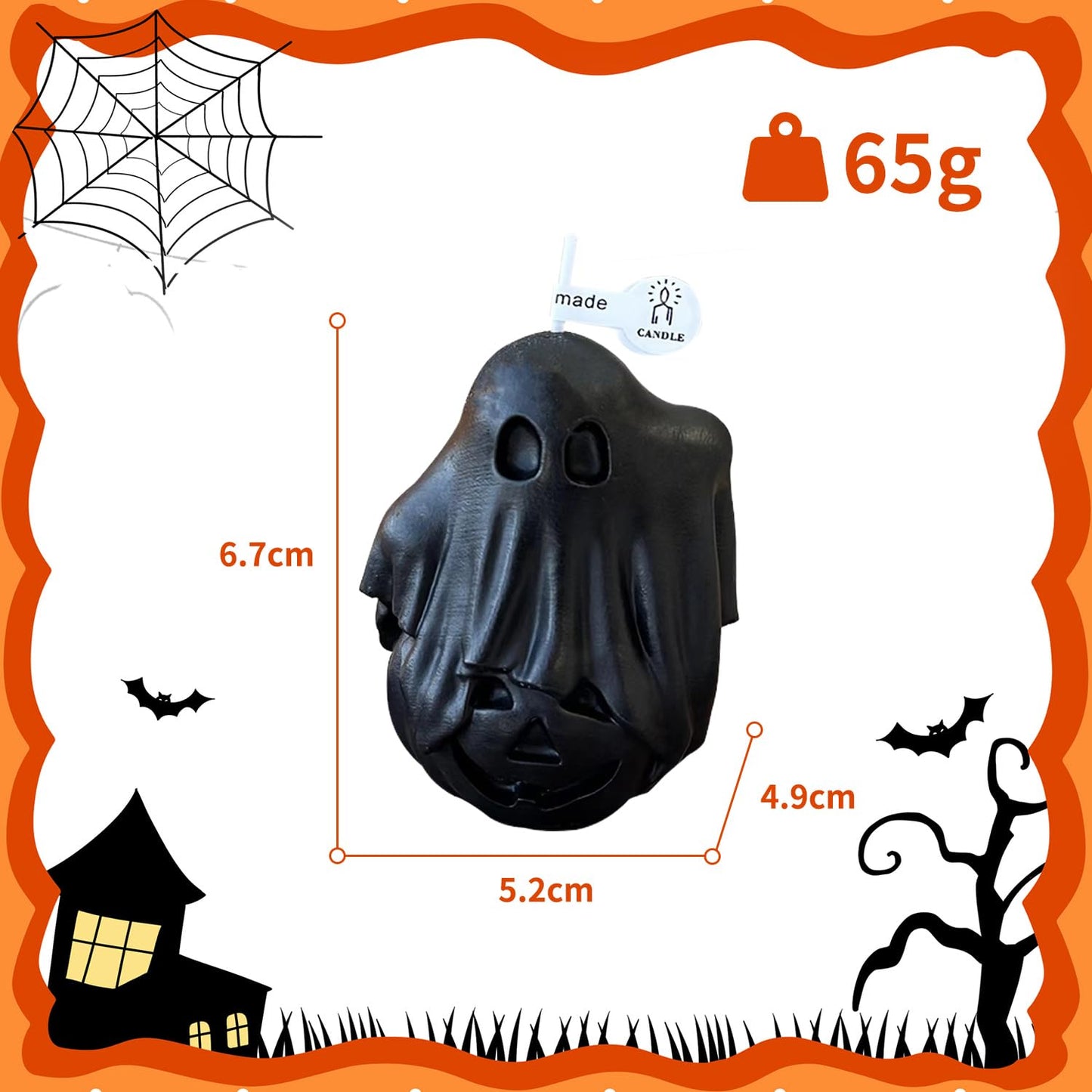 Halloween Ghost Pumpkin Candles with Fragrant Halloween Decor Candle for Home and Table Decorations 2.6 * 2 * 1.9 Inch BST202