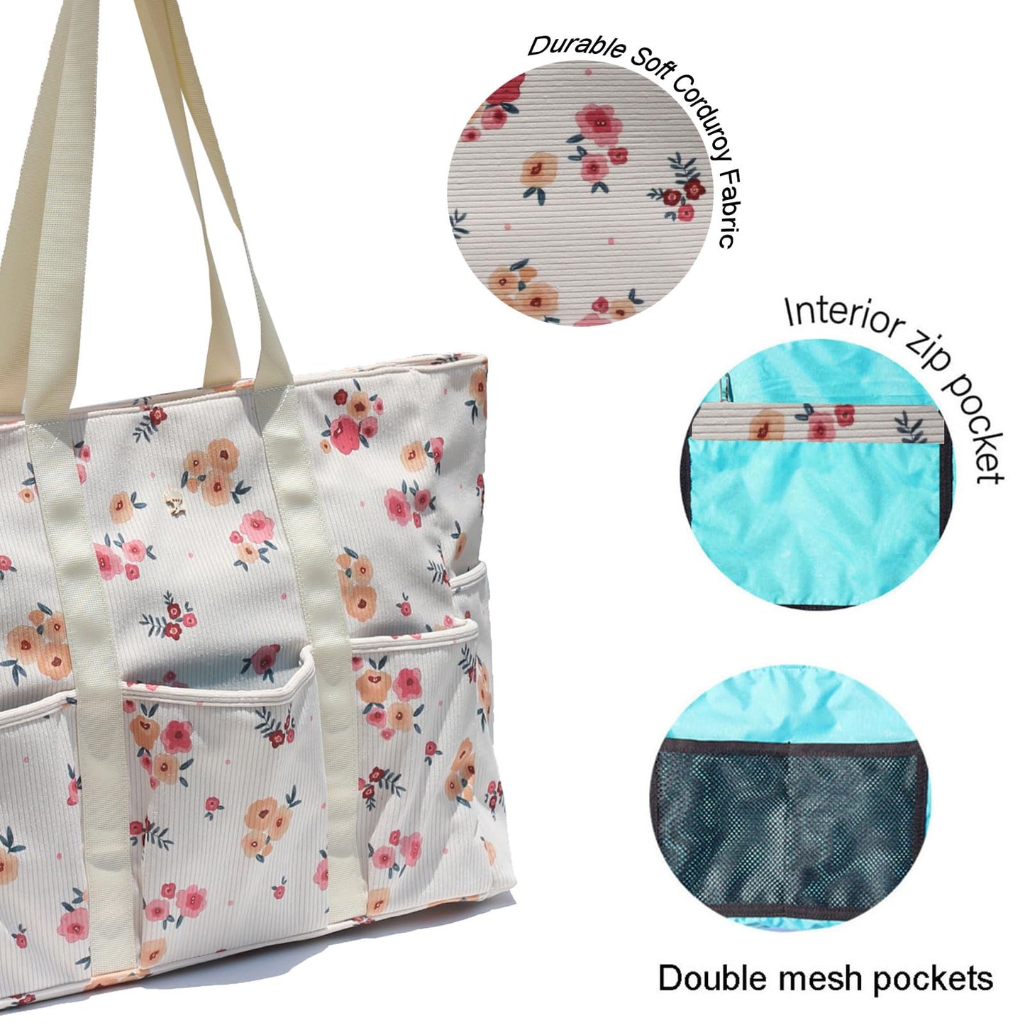 ESVAN Utility Tote Bag Weekender Duffle Bag with 13 Pockets - Perfect for Travel, Work, Gym, Beach, Teachers, and Nurses BST326H