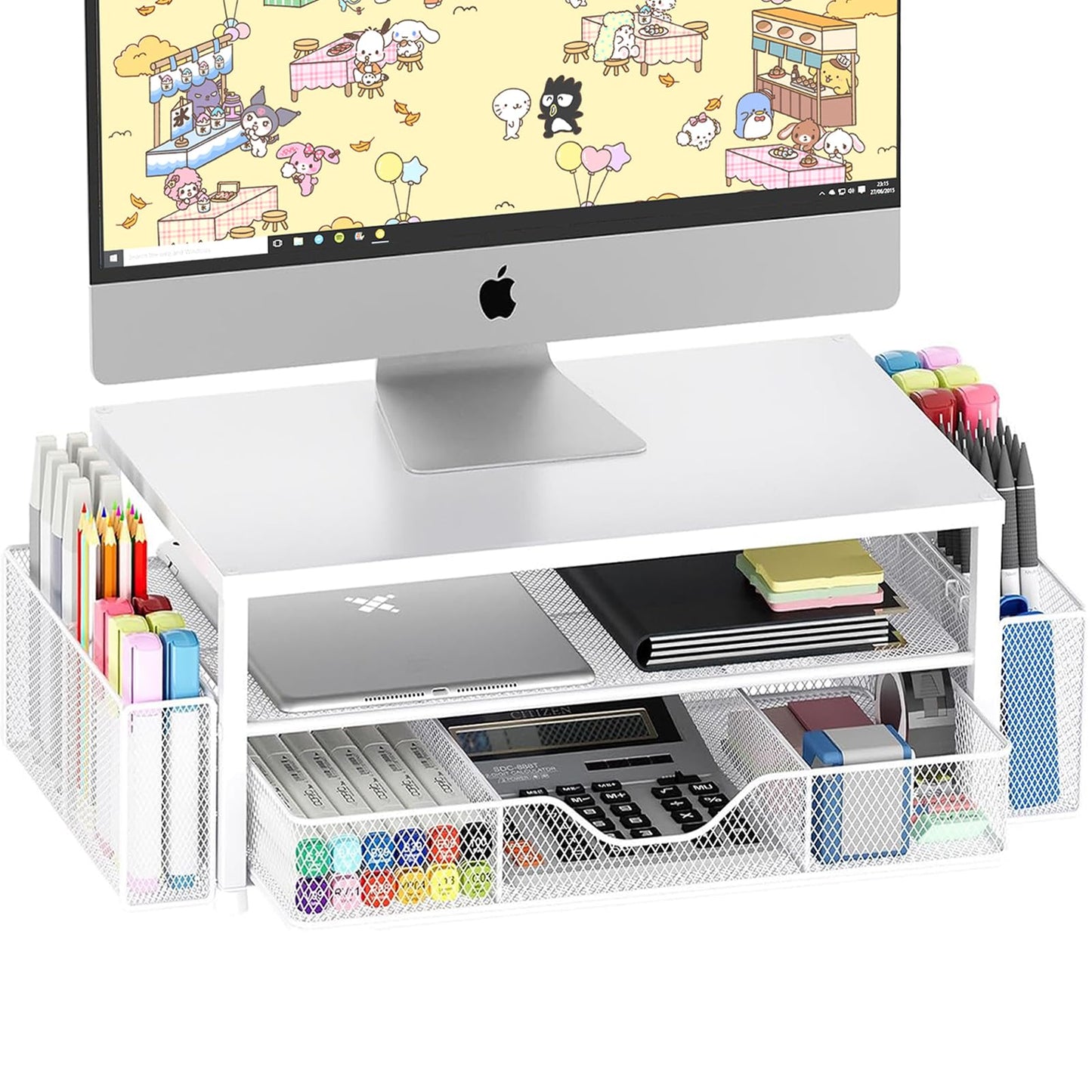 OPNICE Desk Organizers and Accessories, 2-Tier Computer Monitor Stand Riser N29