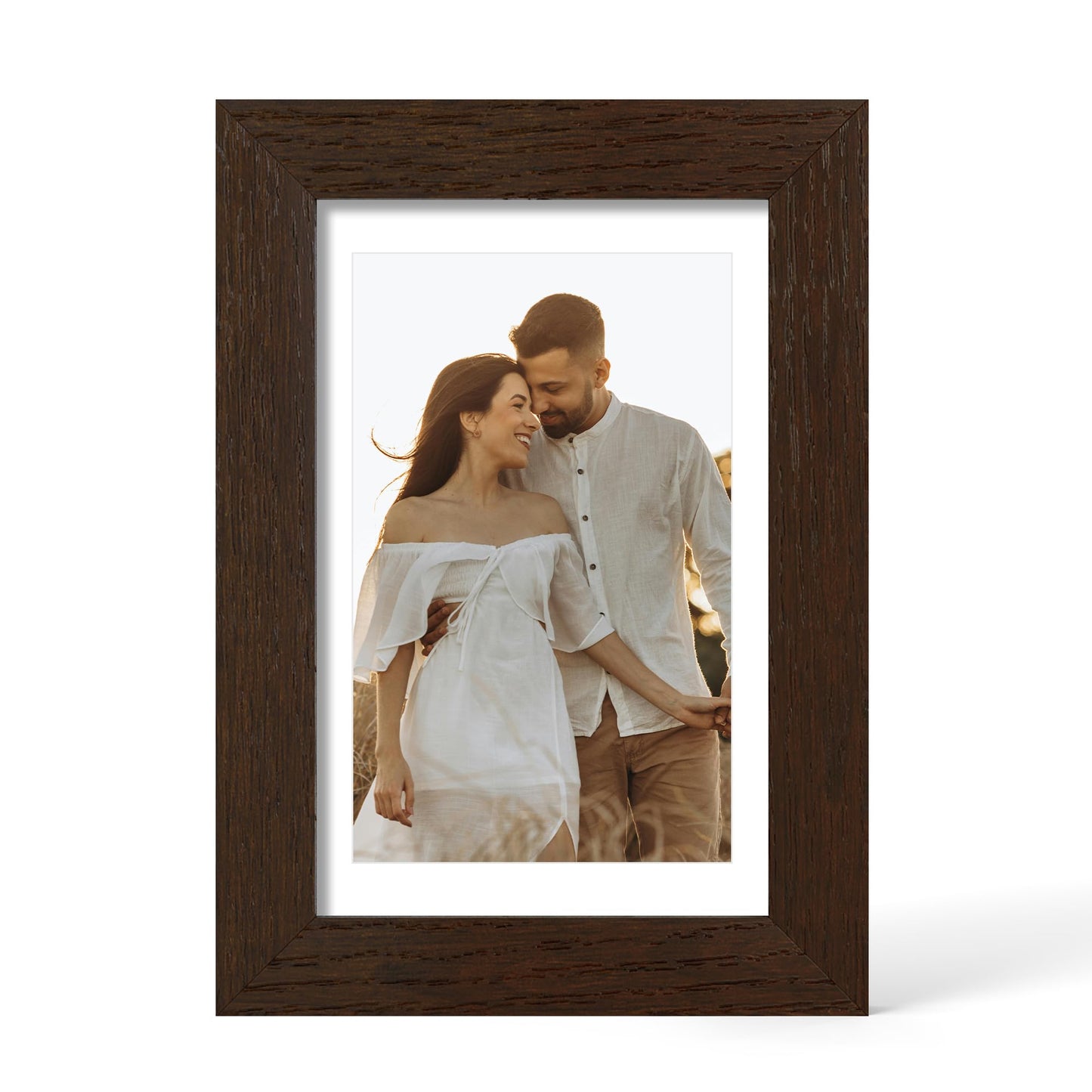 YESKAY 12x16 Picture Frame - 12 x 16 Photo Frame Made of Solid Oak Wood and Real Glass,Display Picture 4 Opening 5x7 with Mat or 12x16 Without Mat for Wall Mounting(Color Walnut) BST326H