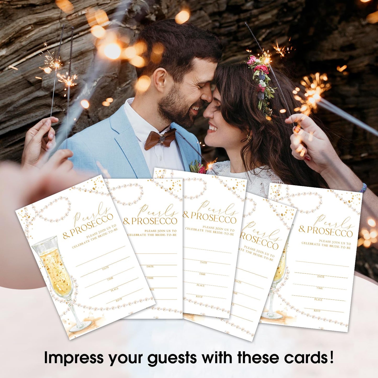 50 Years Anniversary Bridal Shower Invitations Cards, Set of 25 Gold Foil Floral Fill in Style 50th Year Wedding Invites Cards with Envelopes for Couples Marriage Party Supplies-T05 WN420