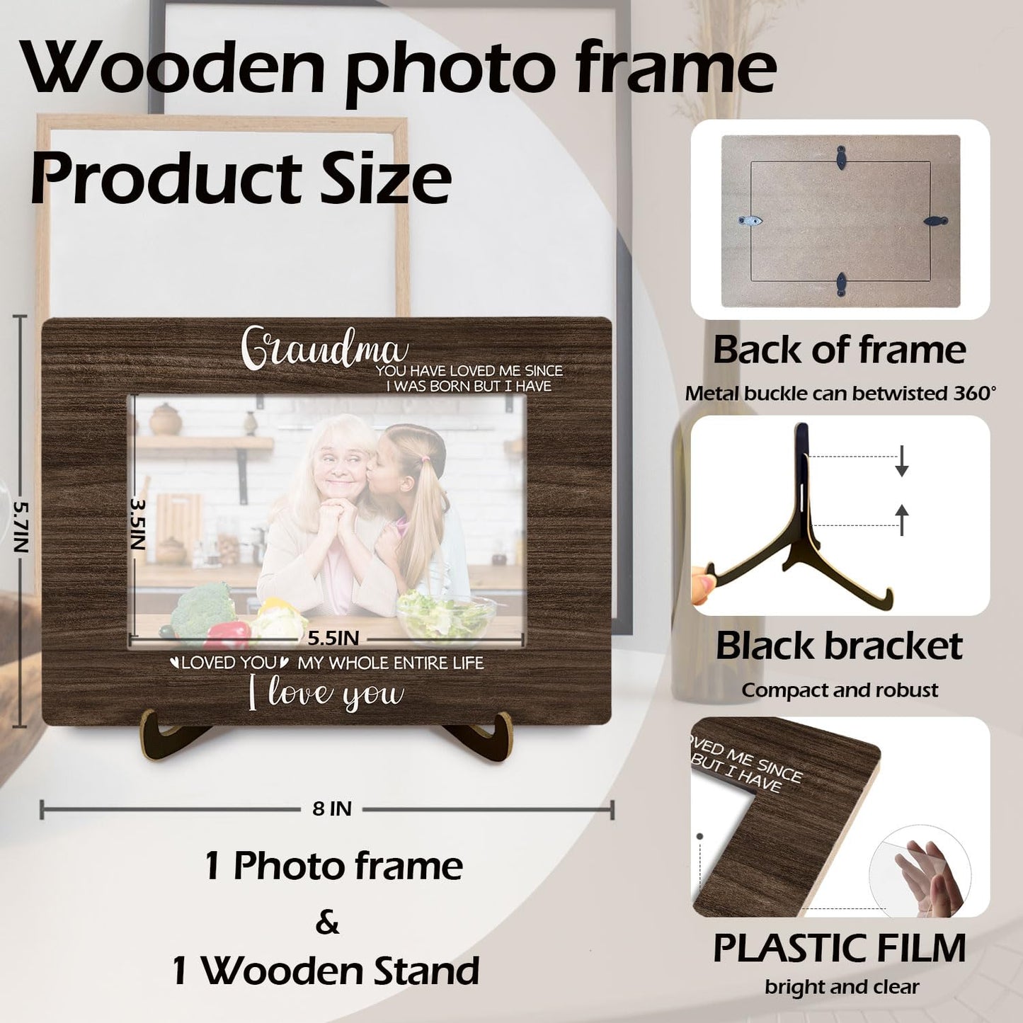 Grandma and Me Picture Frame 4x6, Grandmother Photo Frame, Grandma Gifts from Granddaughter Grandson Grandkids, Grandmother Gifts for Birthday Christmas Mother's Day WN420