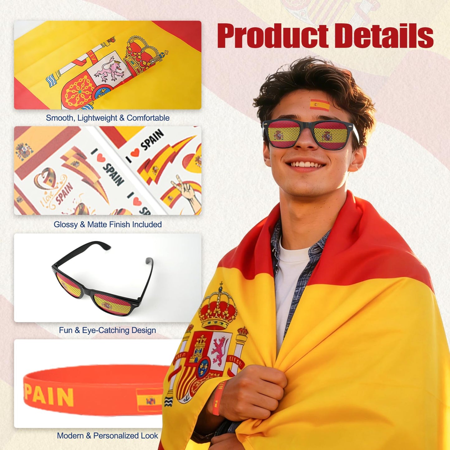 World Cup 2026 Fan Accessories with Large 3x5 ft Flag, Match Tracker Poster, Stickers, Cheering Sticks, Clapper & Scarf, World Cup Decorations Fan kit for Soccer Watch Party, Stadium and Home Cheering BST202