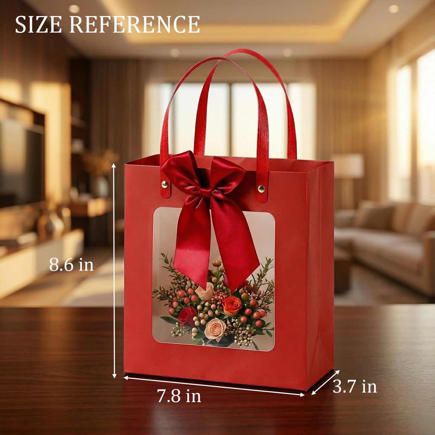 Premium Reusable Gift Bag with Matching Box, Durable Birthday Present Bag, Premium Paper Set for Wedding, Valentine's Party, Friends Celebration (Beige 1pack) BST202