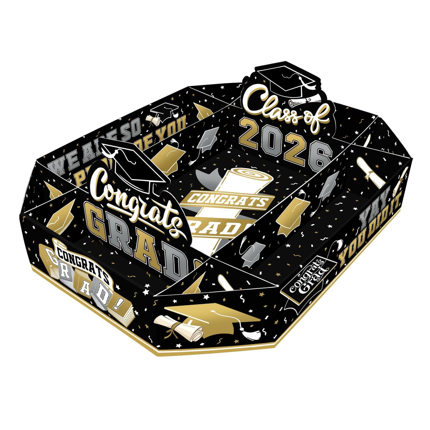 Gatherfun 2026 Graduation Party Supplies Kit - Class of 2026 Decor Set with Congrats Grad Food Trays, Graduation Decorations & Favors for a Memorable Grad Party（Red & Black） BST326H
