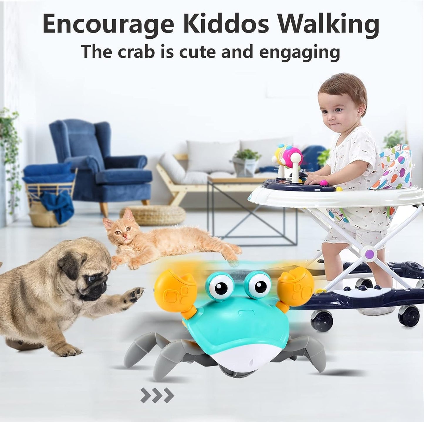 Crawling Crab Baby Toys 6–12 Months, Tummy Time Toys for Babies with Music and Lights N27