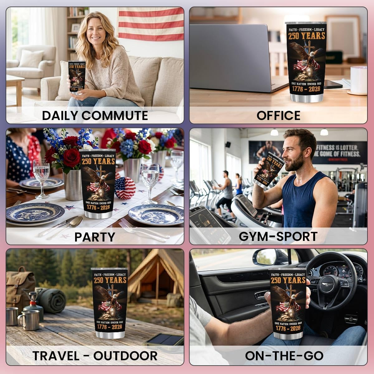 America Birthday Tumbler 20 Oz - Independence Day Gifts for Men, Unique Tumbler for Men Dad Friends, One Nation 1776-2026 Insulated Tumblers, 250th Anniversary USA Tumblers BST326H