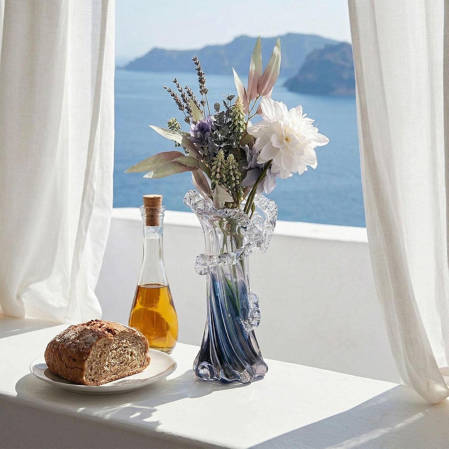 Blue White Clear Wave Vases Gradient 101
