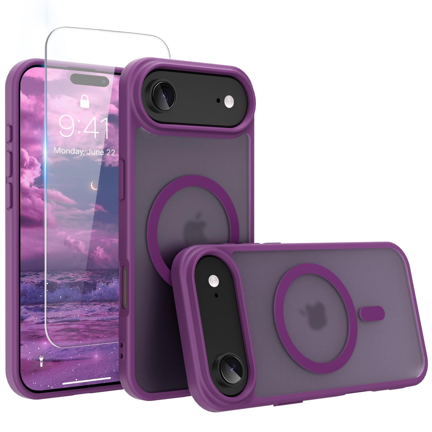 Magnetic for iPhone 17 Air Phone Case, [Compatible with MagSafe], Screen Protector X1, [Military Grade Drop Protection],Matte Finish,Slim,Shockproof,Protective (Black, iPhone 17 AIR) WN420