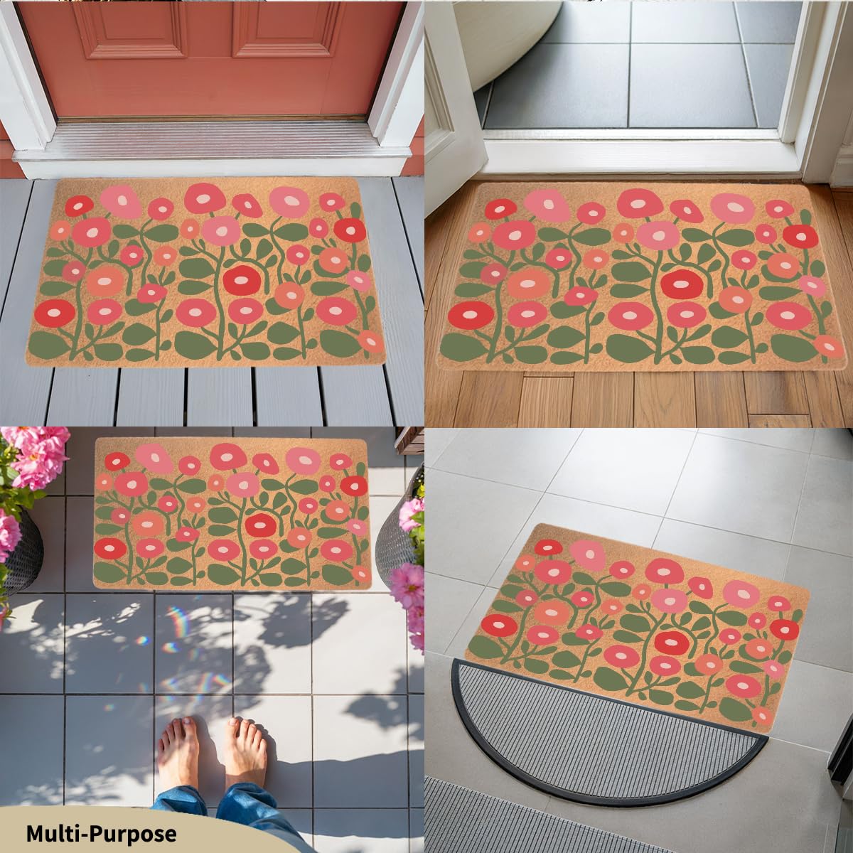 Funny Cat Door Mat 18x30 Inch, Faux Coco Coir Doormat with Non-Slip PVC Backing, Cats Printed Welcome Mat for Outdoor Indoor Entryway Porch Home Kitchen Patio, Cat Lover Gifts for Women Mom BST202