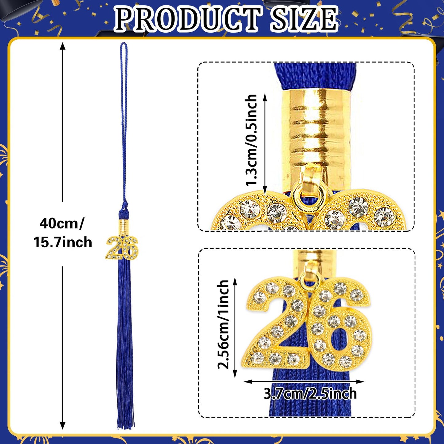JULMELON 2026 Graduation Tassel, 2026 Graduation Cap Tassel with Bling Charm for 2026 Graduate Hat Ceremonies Accessories (Black) BST220