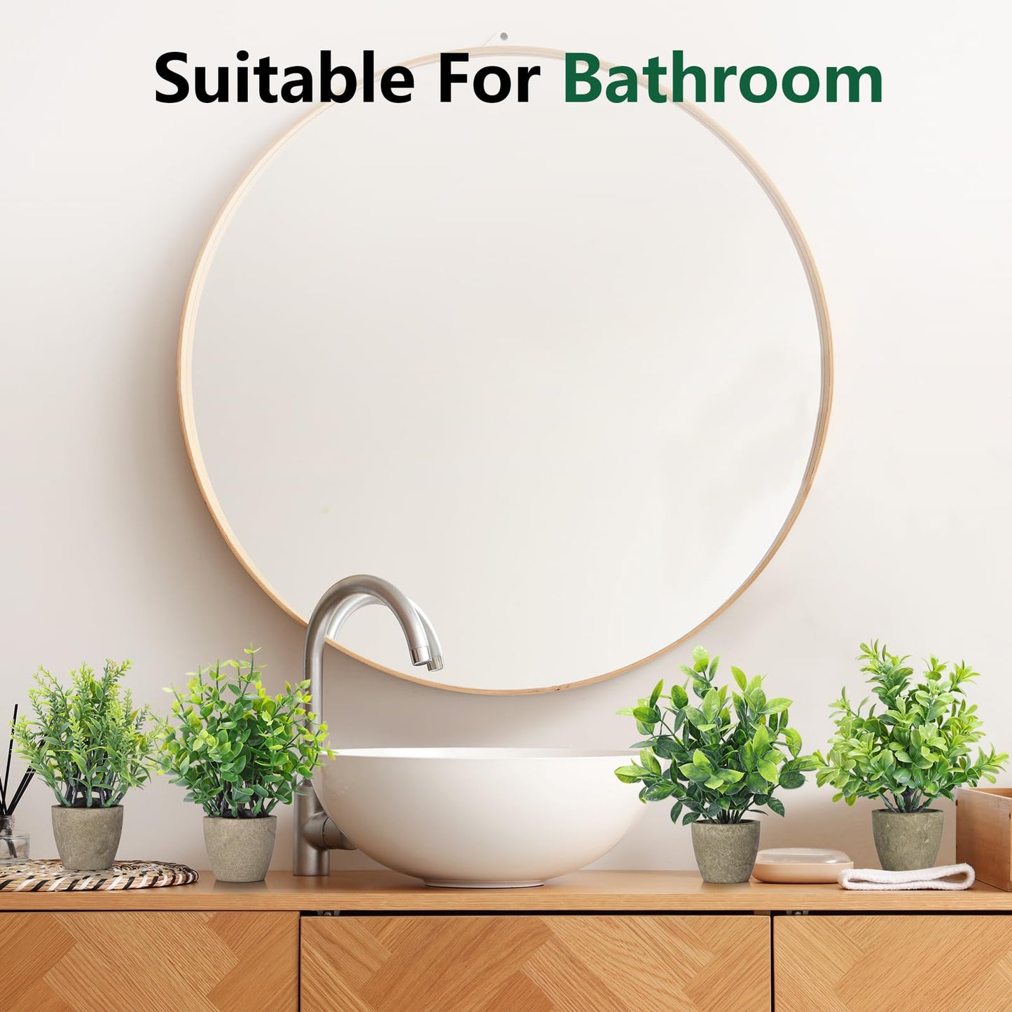 FAVOWREATH 2 Pack Small Fake Plants Potted Artificial Plants Indoor for Home Decor Office Room Farmhouse Indoor Table Bathroom Decor BST220
