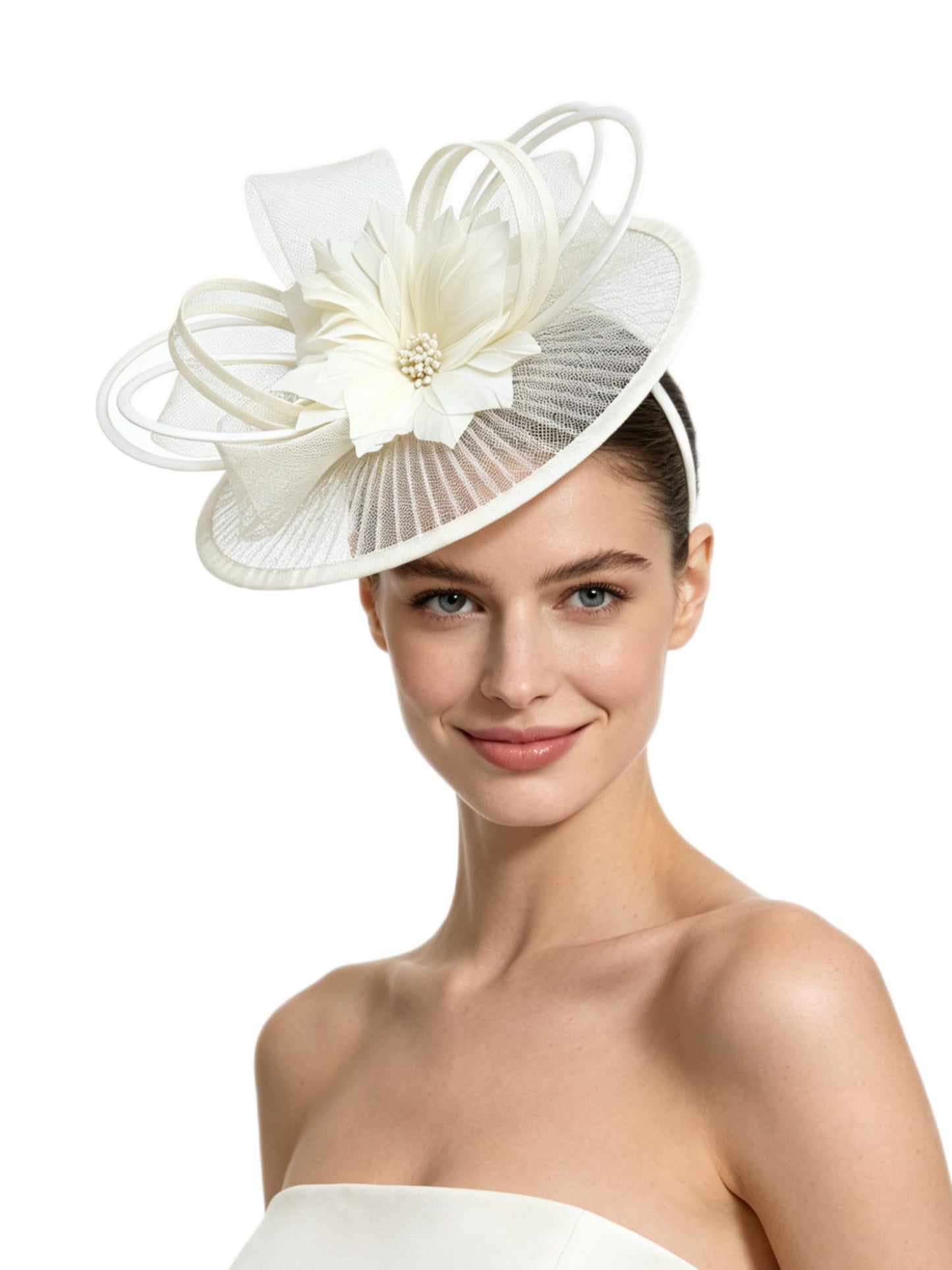 SAFERIN Elegant Women's Fascinator Hat with Veil and Feather Hair Clip Headpiece for Weddings Tea Party WN420