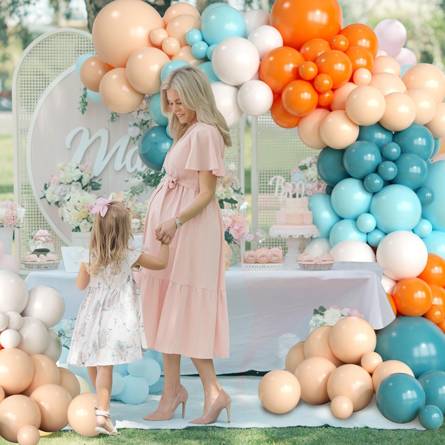 Dusty Green Blue Balloon Arch Kit, Fog Green Dusty Water Blue Beige Ivory Latex Balloons Garland Kit for Women Men Neutral Birthday Wedding Baby Bridal Shower Jungle Safari Party Decorations WN420