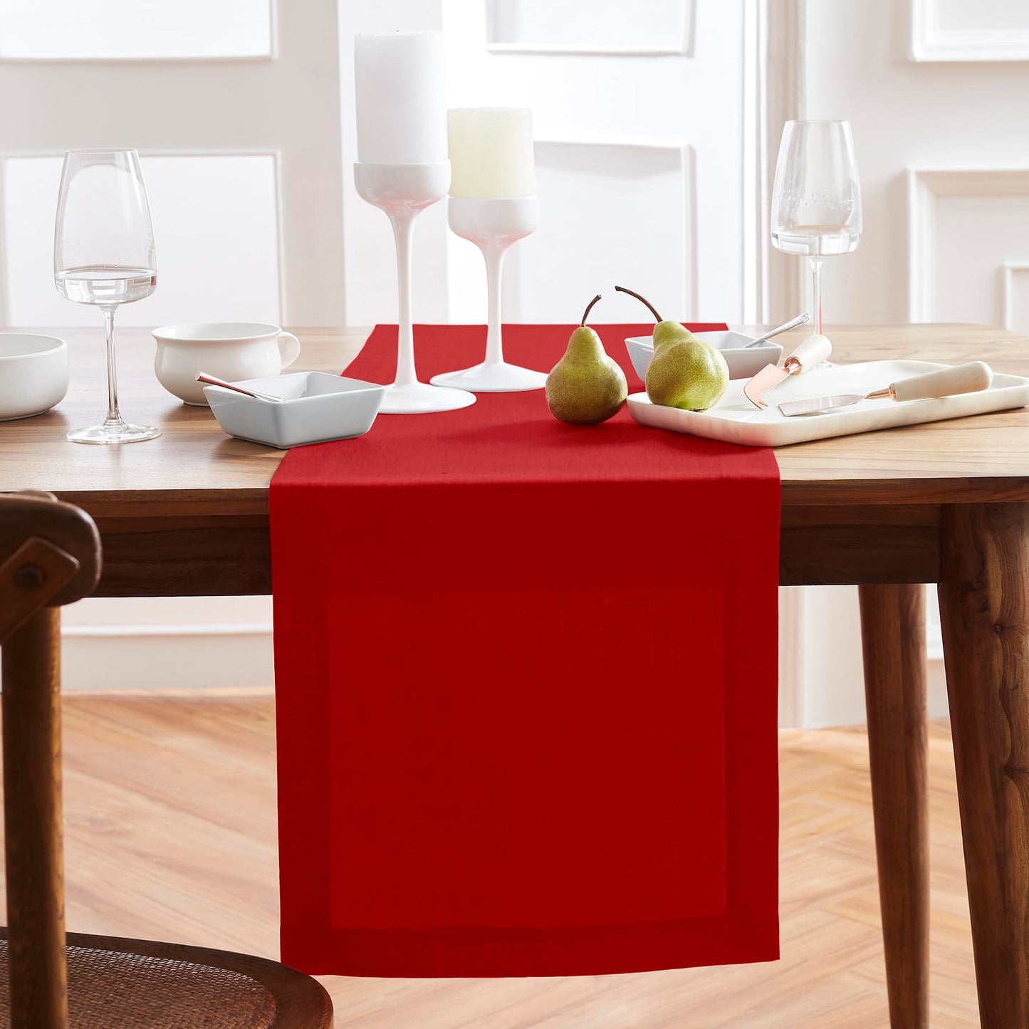 Solino Home 100% Pure Linen Dining Table Runner Cordovan, Sonoma 14 x 48 in | Table Runners for coffee tables, entryway tables and layered dresser styling | prewashed, relaxed drape | OEKO-TEX Certified BST326SOLH