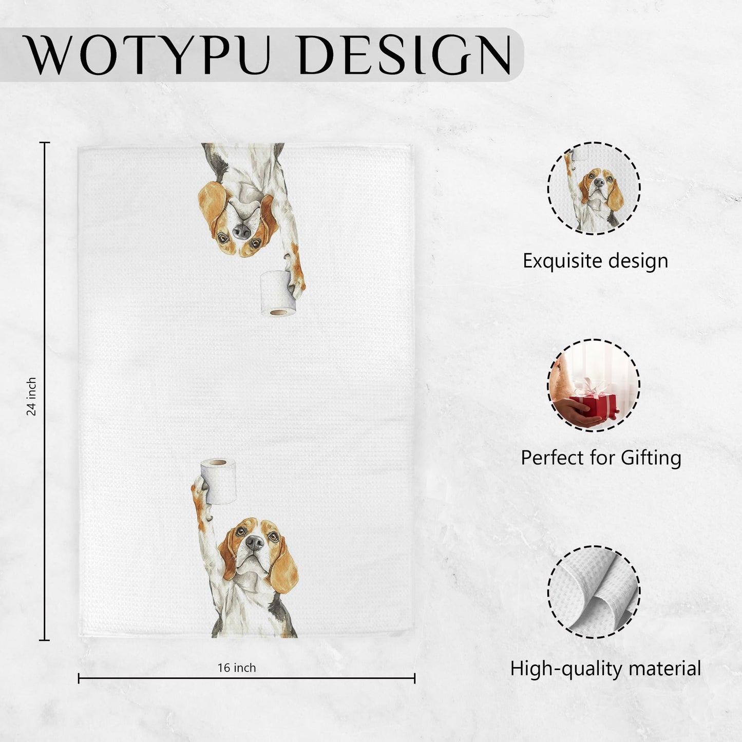 Beagle Gift Kitchen Towels, Beagle Lover Gifts Dish Tea Towel for Kitchen Decor, Funny Western Dog Hand Towels for Bathroom Decor, 16x24 Inch BST326L
