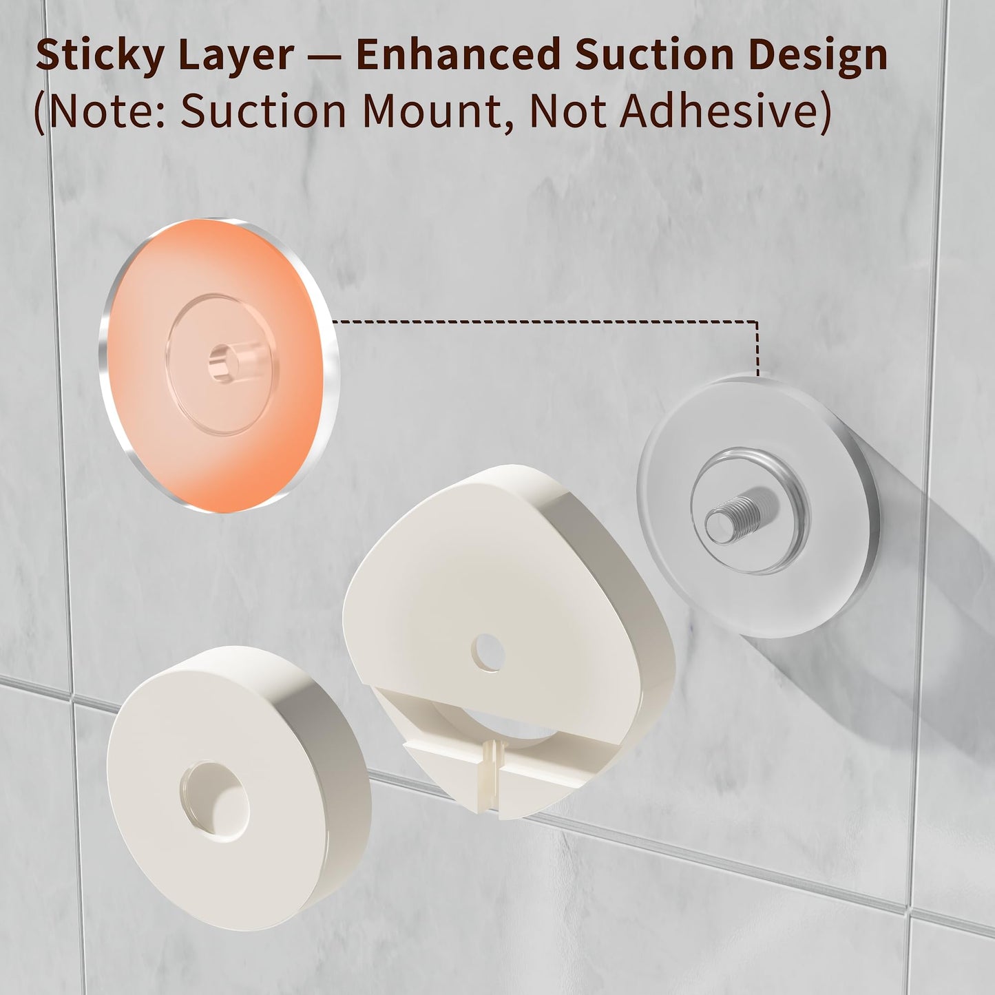 KEGII Shower Caddy Suction Cup with 6 Hooks, Stainless Steel Bathroom Organizer N29