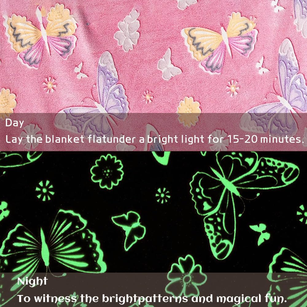 Wajade Unicorn Gifts for Girls - Glow in The Dark Unicorn Blanket Birthday Christmas Decor for Kids Age 3 4 5 6 7 8 9 10 11 12 Years Old Teens Child Toddler Throw Violet 60"x80" BST202
