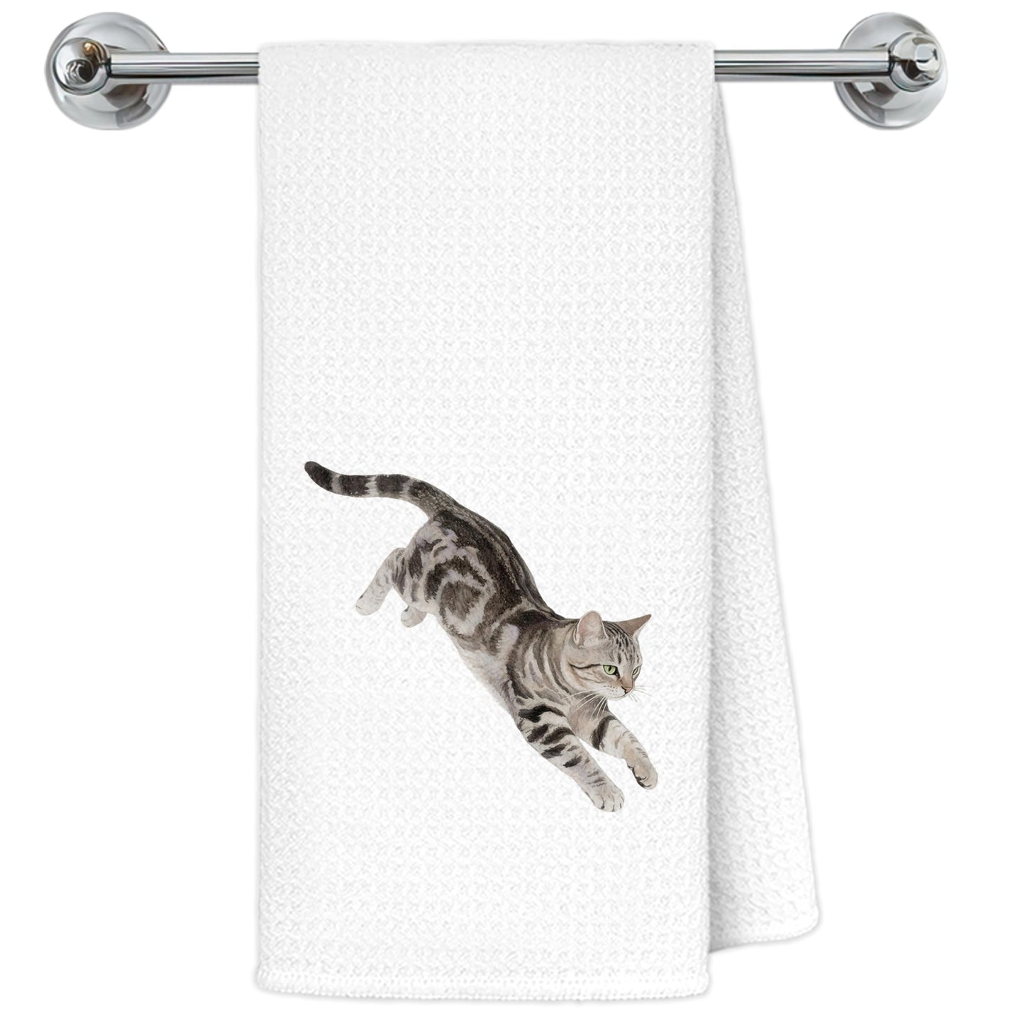 Blue and White Chinoiserie Orange Cat Bathroom Hand Towels, Orange Cat Gifts, Funny Oriental Kitty Decorative Hand Towels Bathroom Restroom Washroom Yoga Spa Zen Decor, 16x24 Inch BST326L