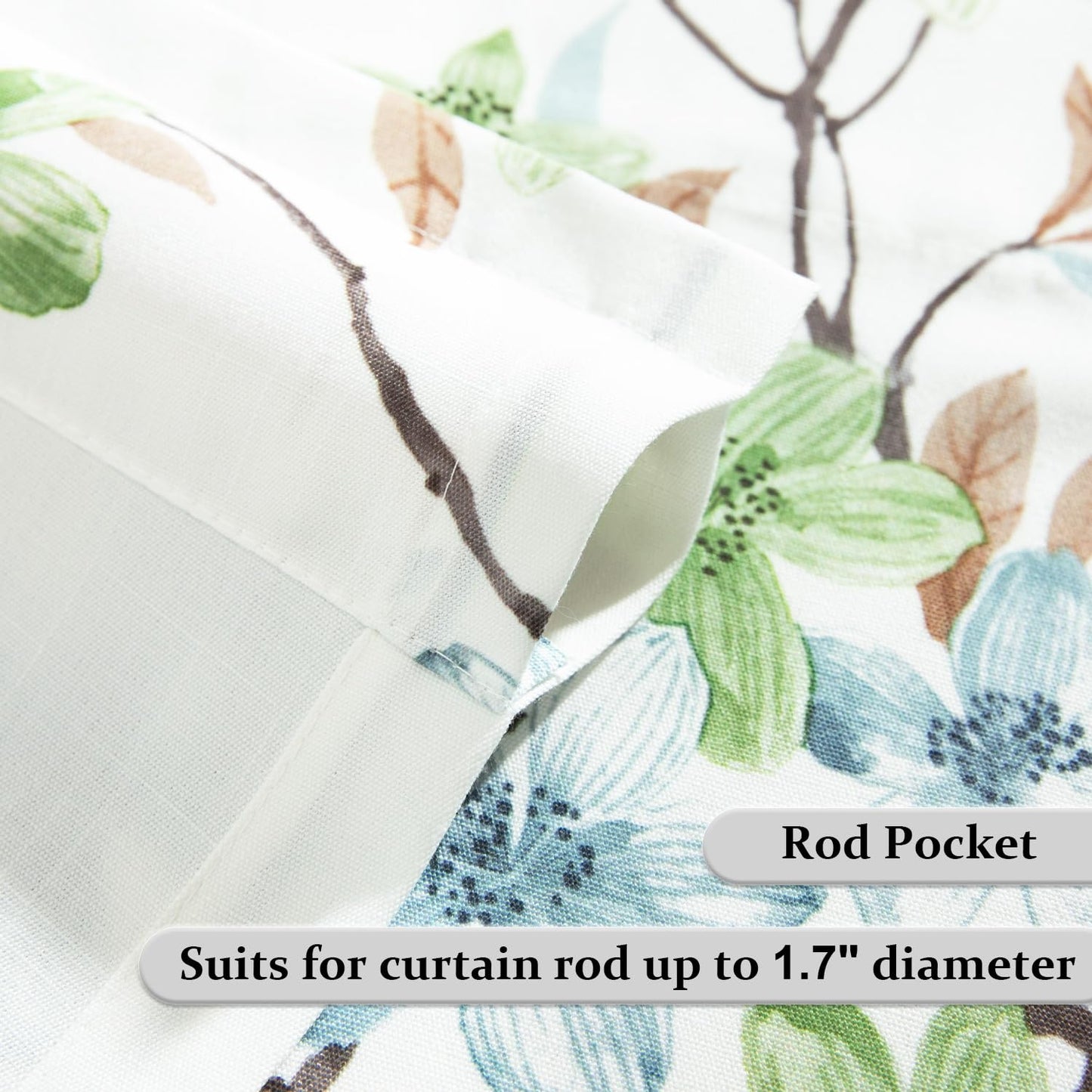 Leeva Farmhouse Kitchen Valances for Windows, Watercolor Blossoming Floral Print Curtains, Soft Faux Linen Curtain Toppers and Valances for Bedroom, 60 x 14 Inch, Brown & Grey, 1 Panel BST220
