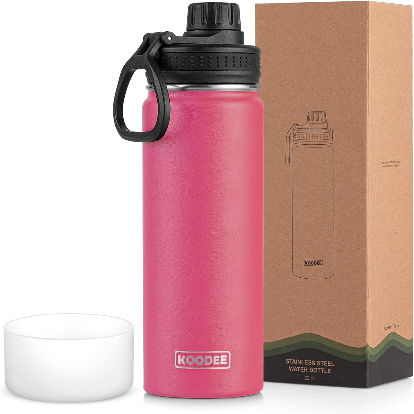 koodee Water Bottle-12 oz Stainless Steel Double Wall Vacuum Insulated Water Bottle for School-Wide Mouth Flask with Straw Lid (Teal) BST220