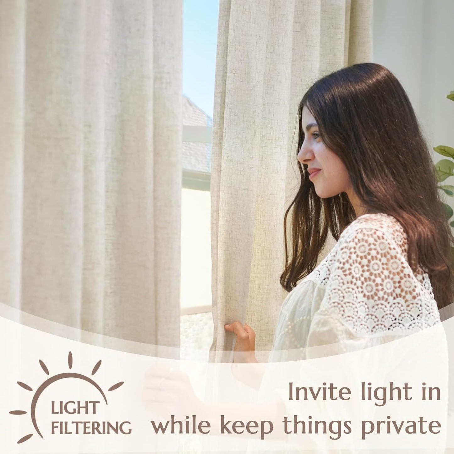 jinchan Room Darkening Curtains 90 Inch Length 2 Panels Set Linen Lined Curtains for Living Room Bedroom Farmhouse Grommet Thermal Insulated Drapes Light Locking for Door Window 50x90 Inch