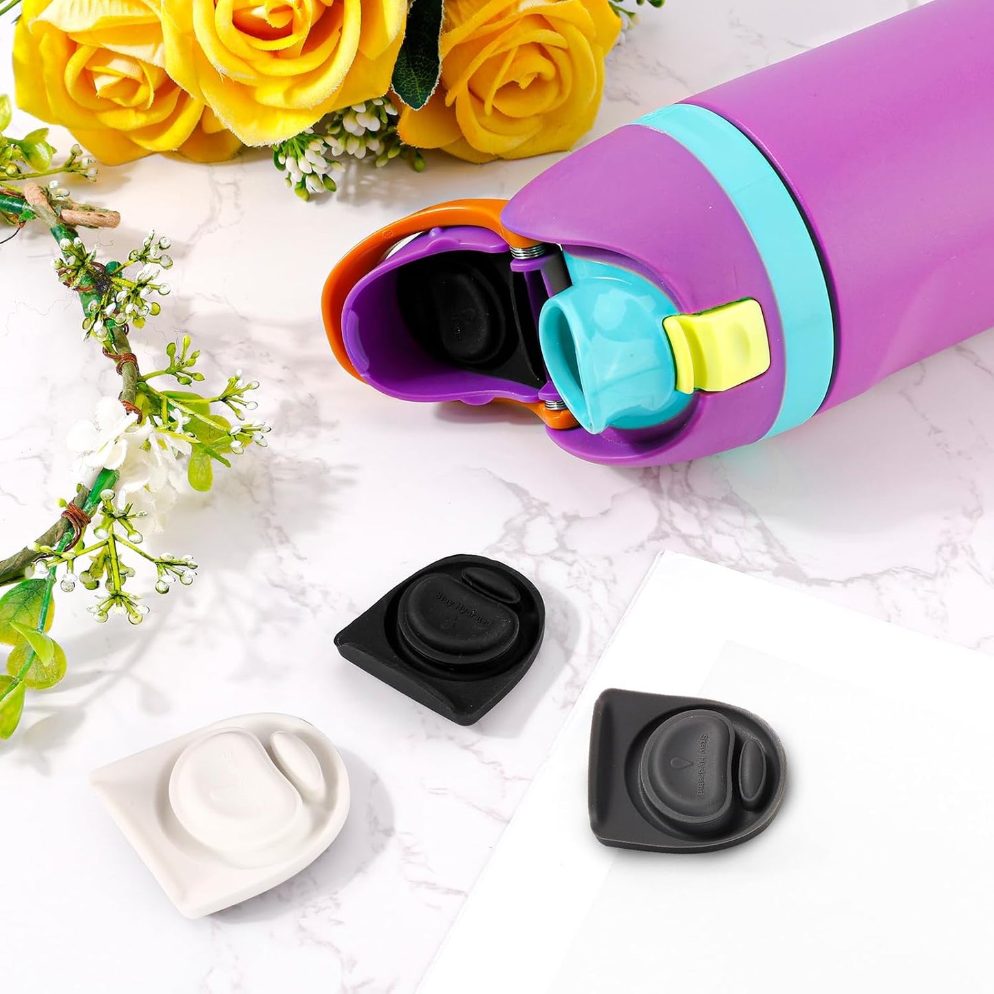 3pcs Replacement Stopper for Owala FreeSip 24/32oz, Water Bottle Top Lid Gasket Parts for Owala 16/19/24/32/40oz Seal Bottle Cap Mouth Silicone Bottle Gasket Plug Accessories, BPA Free(3 Colors) WN420