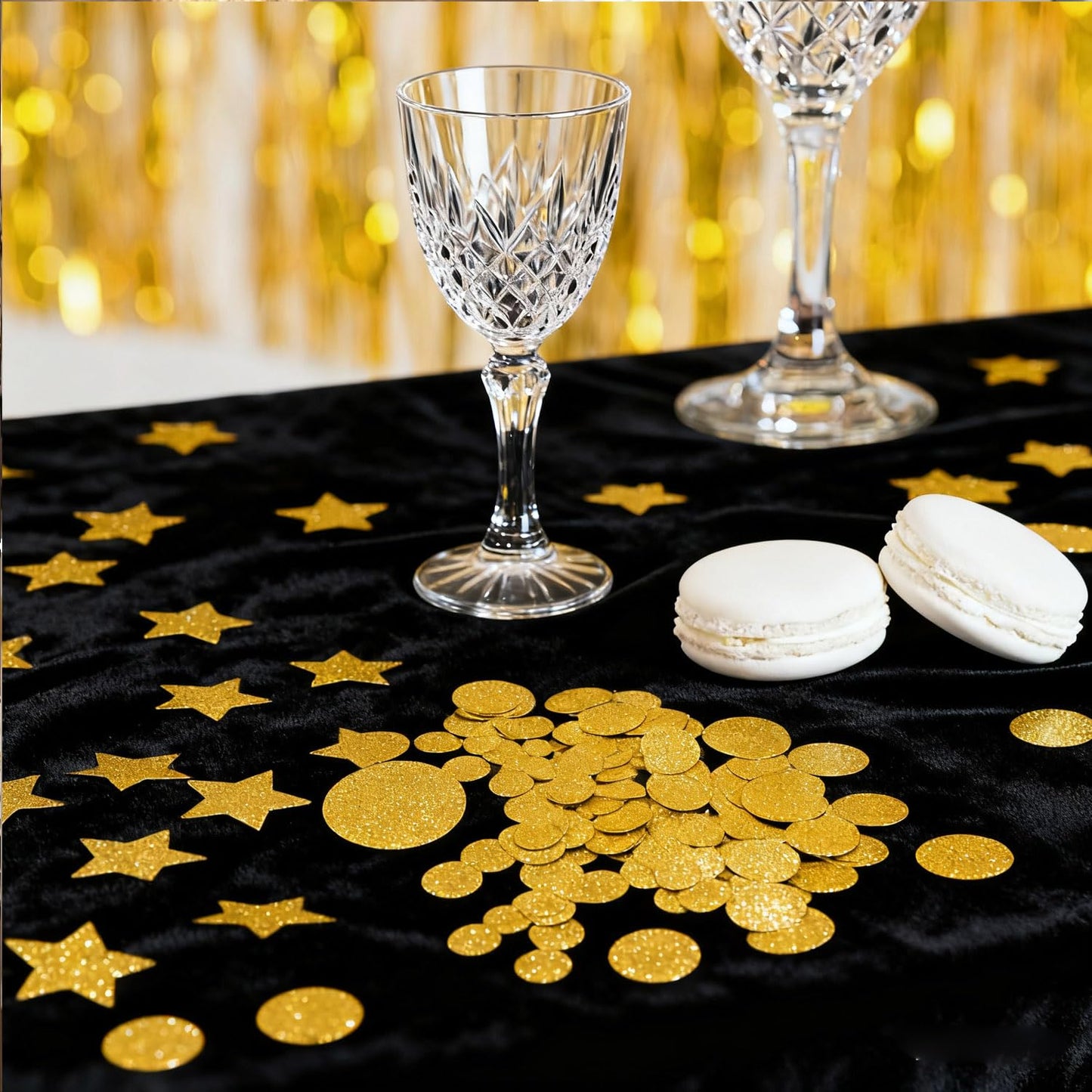 Gold Round Glitter Confetti(3/2/1 inch),200PCS Gold Dots Sparkling Confetti for Table Decor BST220