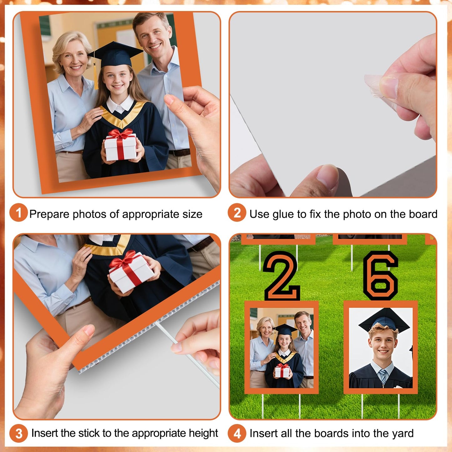 12 Pcs Graduation Photo Yard Sign Decorations 2026, K-12 Grade Graduation School Picture Frame Lawn Sign with Stakes for Kindergarten Middle High School Class of 2026 Grad Party Decorations, Red WN420