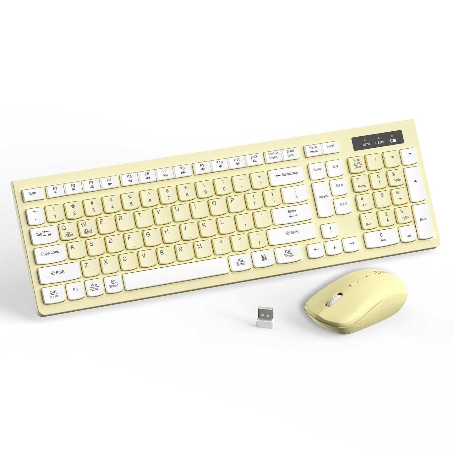 Wireless Keyboard and Mouse Combo, Full-Sized Wireless Keyboard and Adjustable DPI Mouse, 2.4GHz USB Receiver, Silent Keyboard and Mouse for PC, Windows, MAC, Desktop, Laptop (Avocado Green)