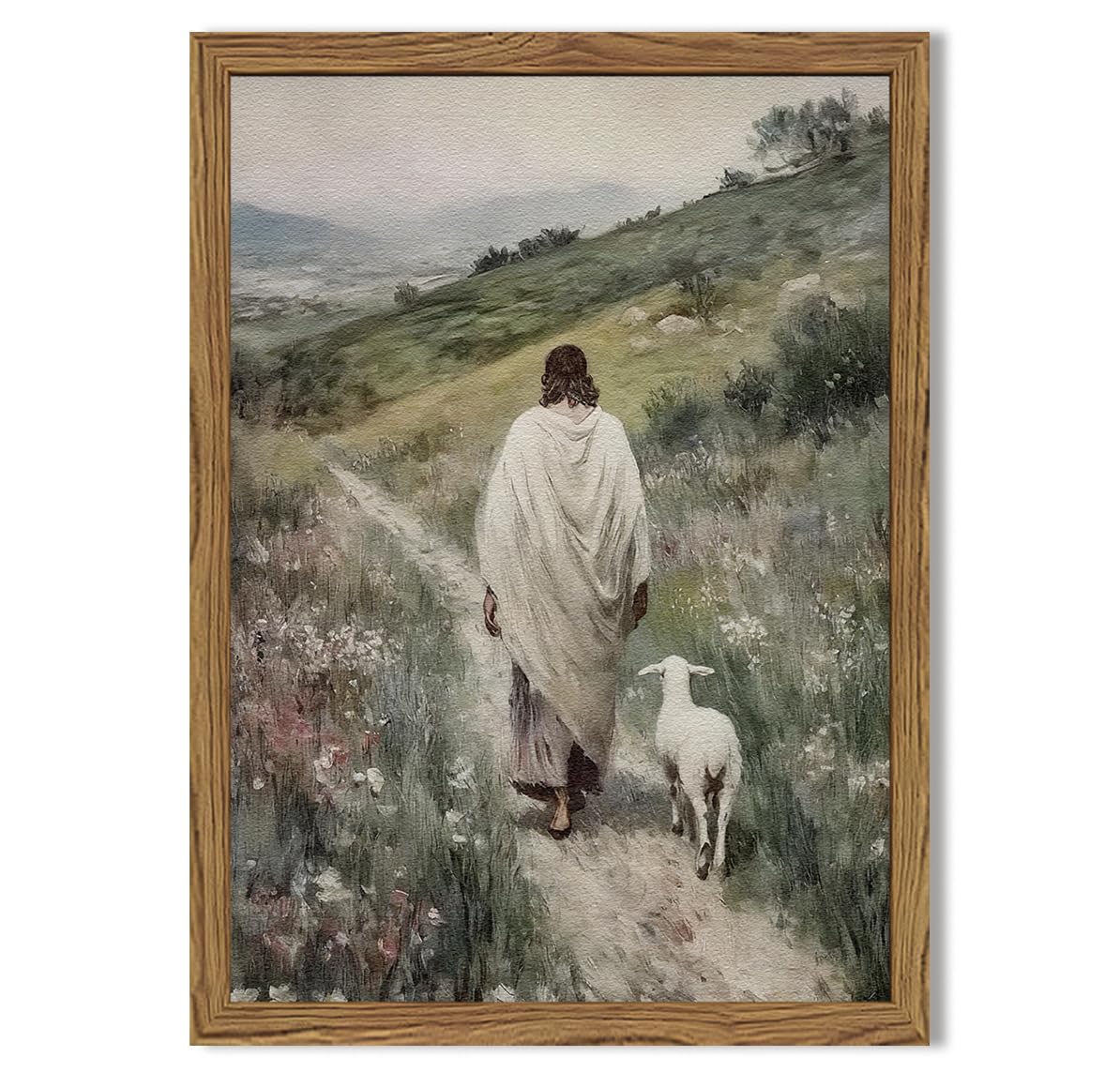 Framed 3D Textured Jesus Embracing Woman Wall Art, Jesus Hugging Woman Wall Decor Hand Drawn Sandstone Religious Christian Bible Painting Pictures for Bedroom Living Prayer Room 12x16 in Wood Framed BST202