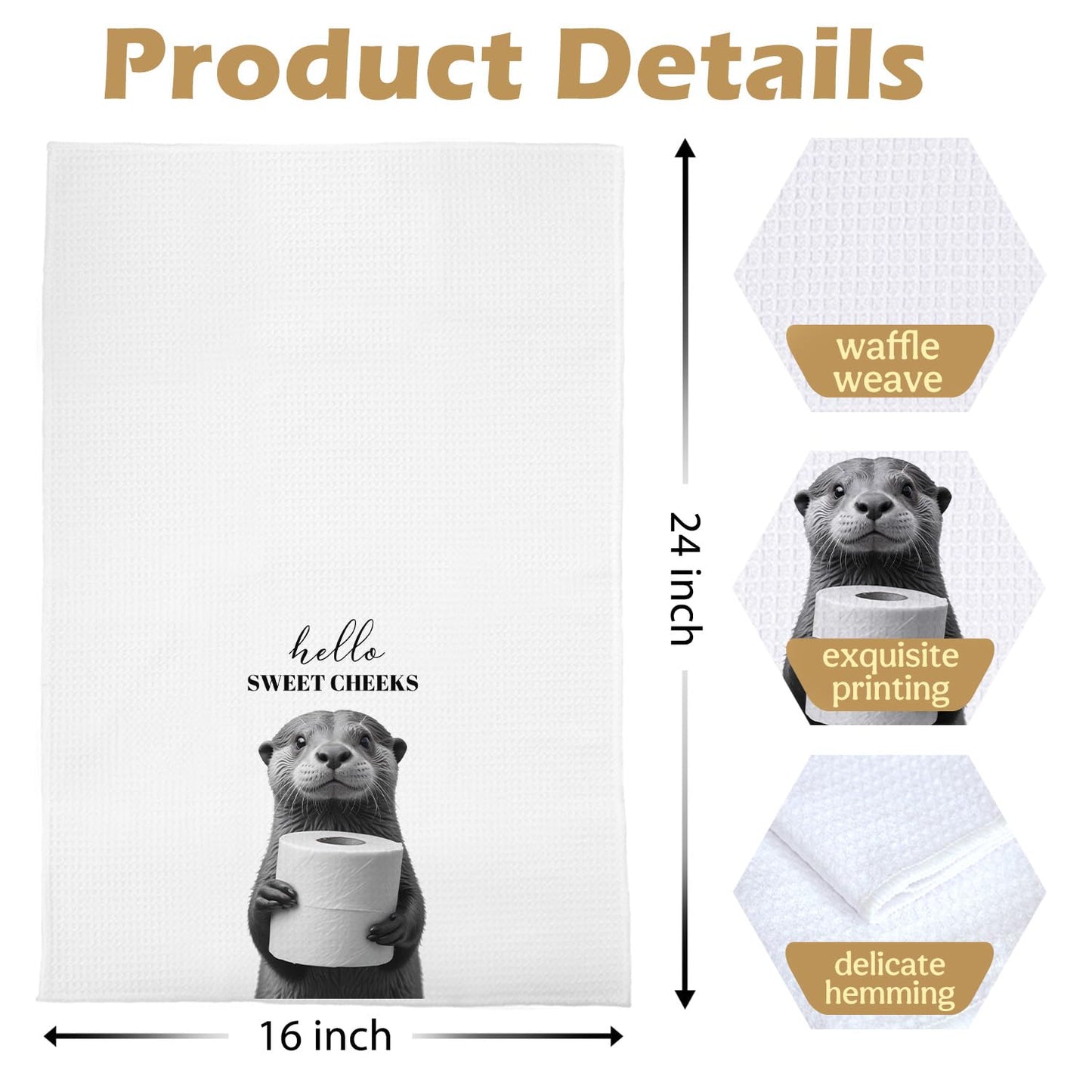 Raccoon Gifts Bathroom Towels Set - Raccoon Gifts Decorative Hand Towels, Hello Sweet Cheeks Bathroom Decor, 16x24 Inches Set of 2 BST220