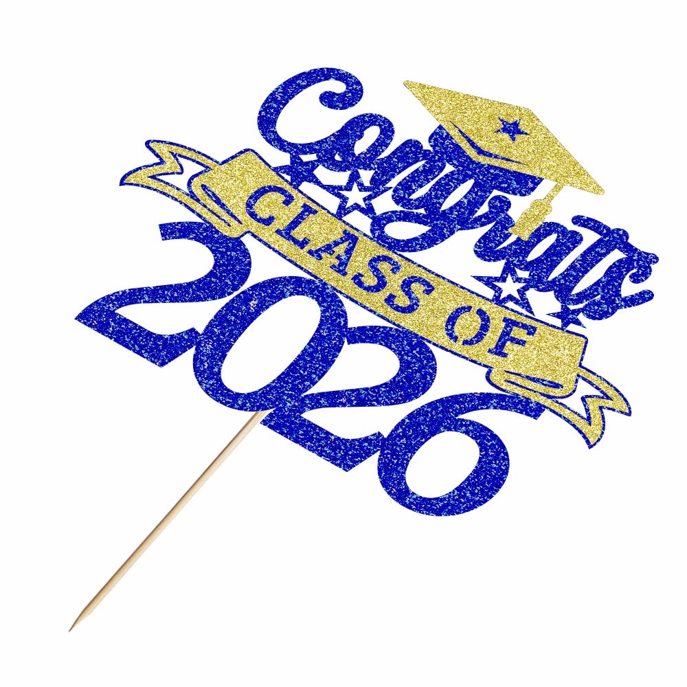 Congratulations Cake Topper,Congratulations 2026 Graduation | Cake Topper,Graduation, Wedding, Retirement, Birthday, Anniversary, Celebration Party Decorations Supplies (Black Gold) BST202