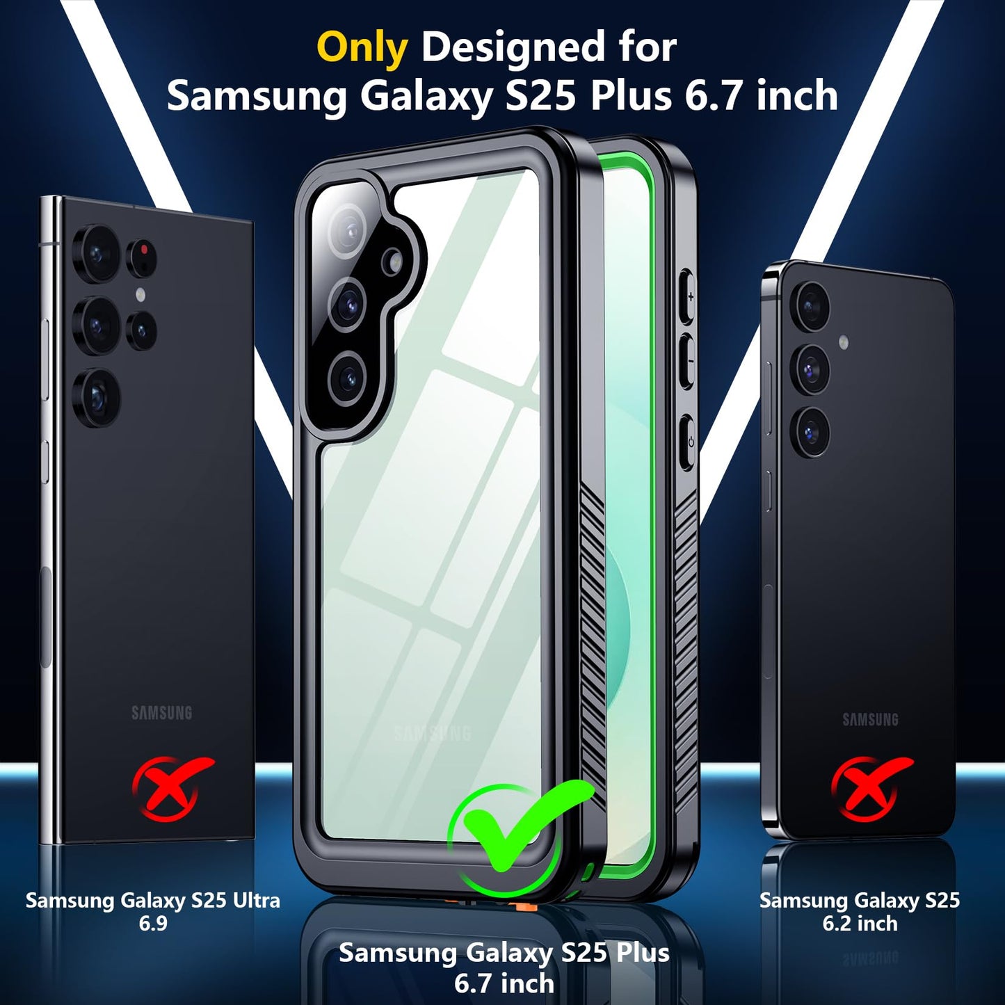 SPIDERCASE Designed for Samsung Galaxy S23 Case Waterproof,Built-in Screen & Camera Lens Protector[IP68 Underwater][Military Grade Shockproof] Full Body Protection Phone Case, Black/Clear WN420
