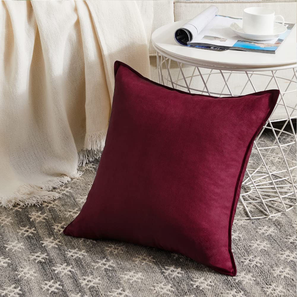 Fancy Homi 4 Packs Olive Green Decorative Throw Pillow Covers 18x18 inch, Super Soft Faux Suede Decor Square Pillow Covers 45x45 cm, Solid Cushion Cover for Couch Living Room Sofa Bedroom BST220