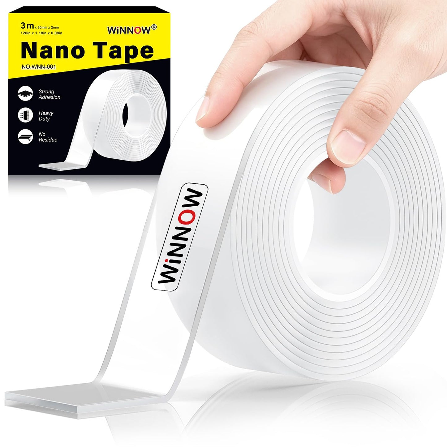 Double Sided Heavy Duty Extra Strong Adhesive Tape -Indoor/Outdoor General Purpose Nano Tape for securing Picture Frames, Carpets. - Reusable and Without Leaving Adhesive Marks (2 Pack) WN420