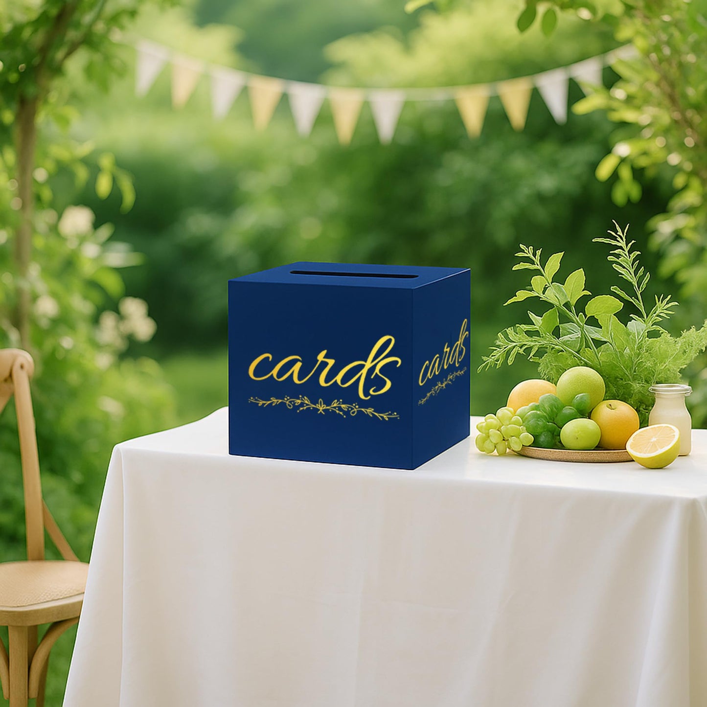1 Pack White and Gold Wedding Card Box for Party Graduation Bridal Baby Shower Retirement Decorations Cardboard Birthday Card Holder Raffle Ballot Voting Box with Slot 7.8 x 7.8 x 7.8 In BST220