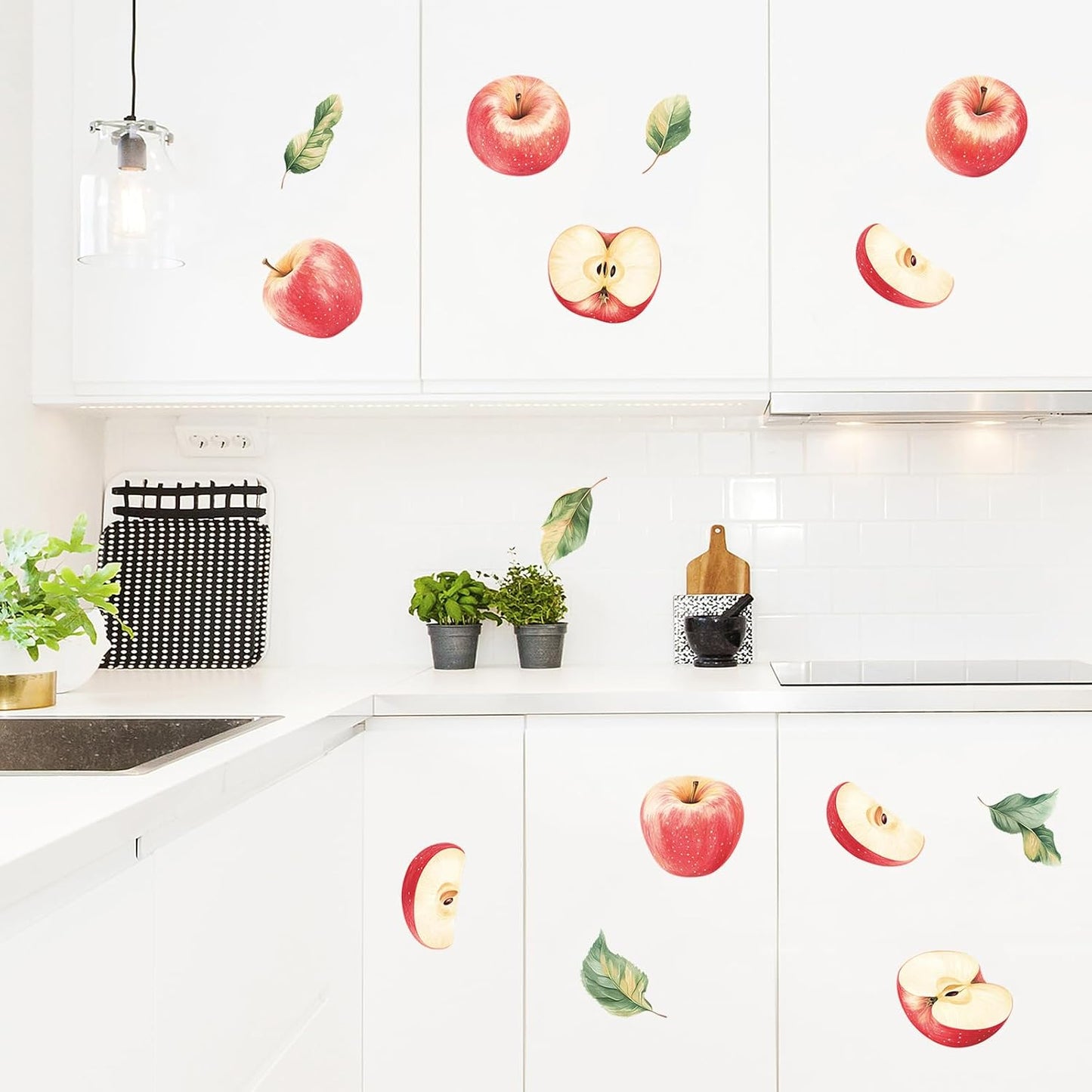 4 Sheets Apple Stickers Decals Wall Decor | Summer Wall Decals, Fruit Stickers, Apple Decor For Kitchen Bathroom Home Classroom, Summer Farmhouse Party Decorations BST202