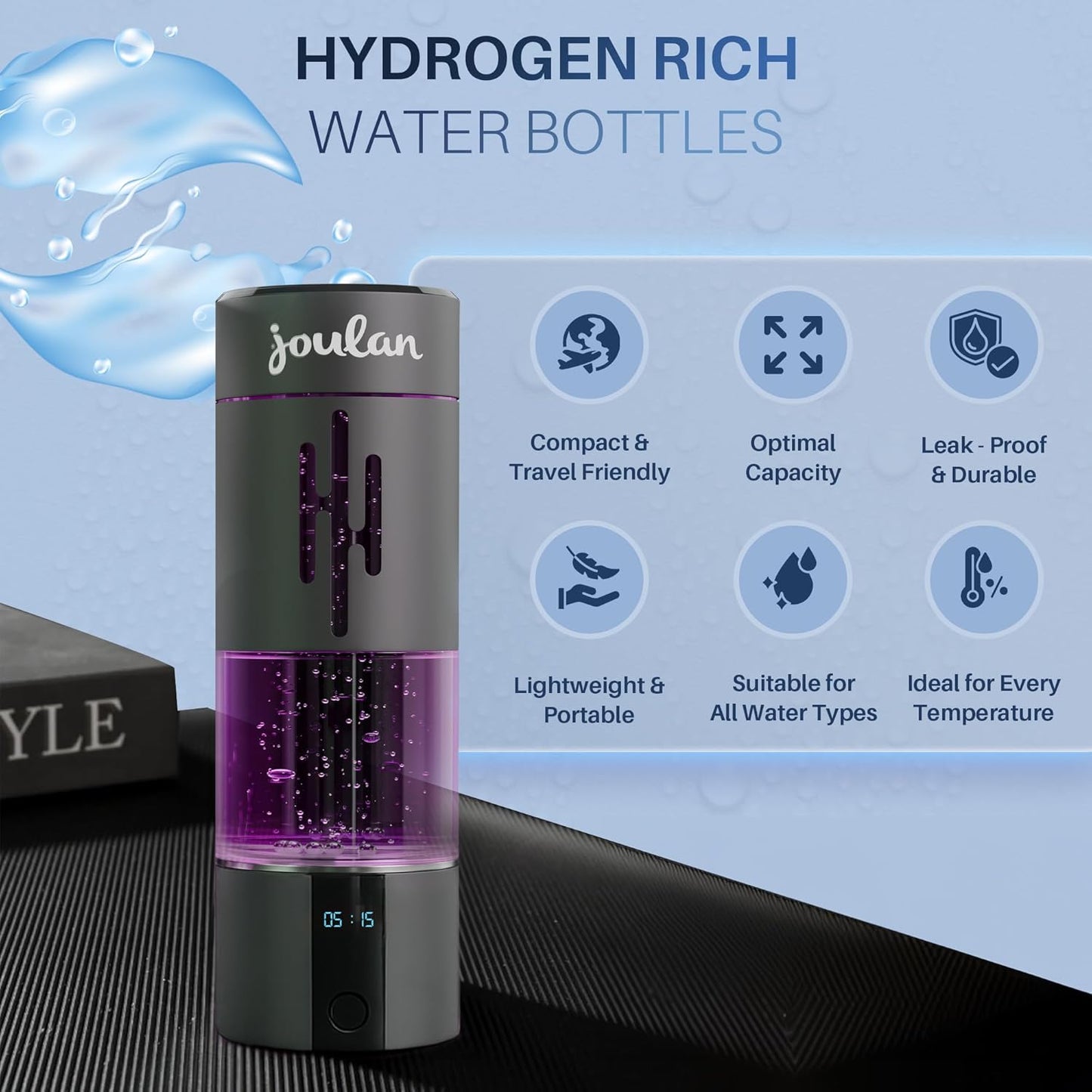 Joulan Hydrogen Water Bottle Upgraded Hydrogen Water Bottle - Rechargeable