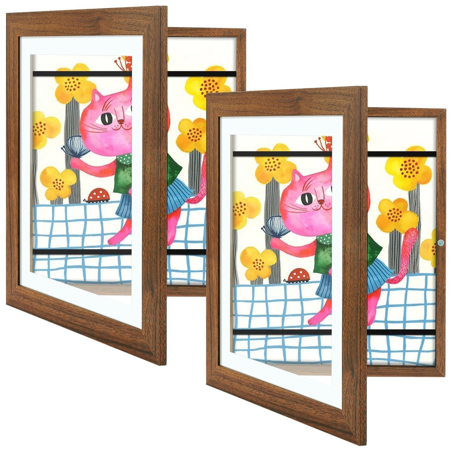 Golden State Art, 8.5x11 Kids Art Frames, Front-Opening Picture Frame Great for Kids Drawings, Artworks, Children Art Projects, Schoolwork, Home or Office (Walnut, Set of 2) BST220