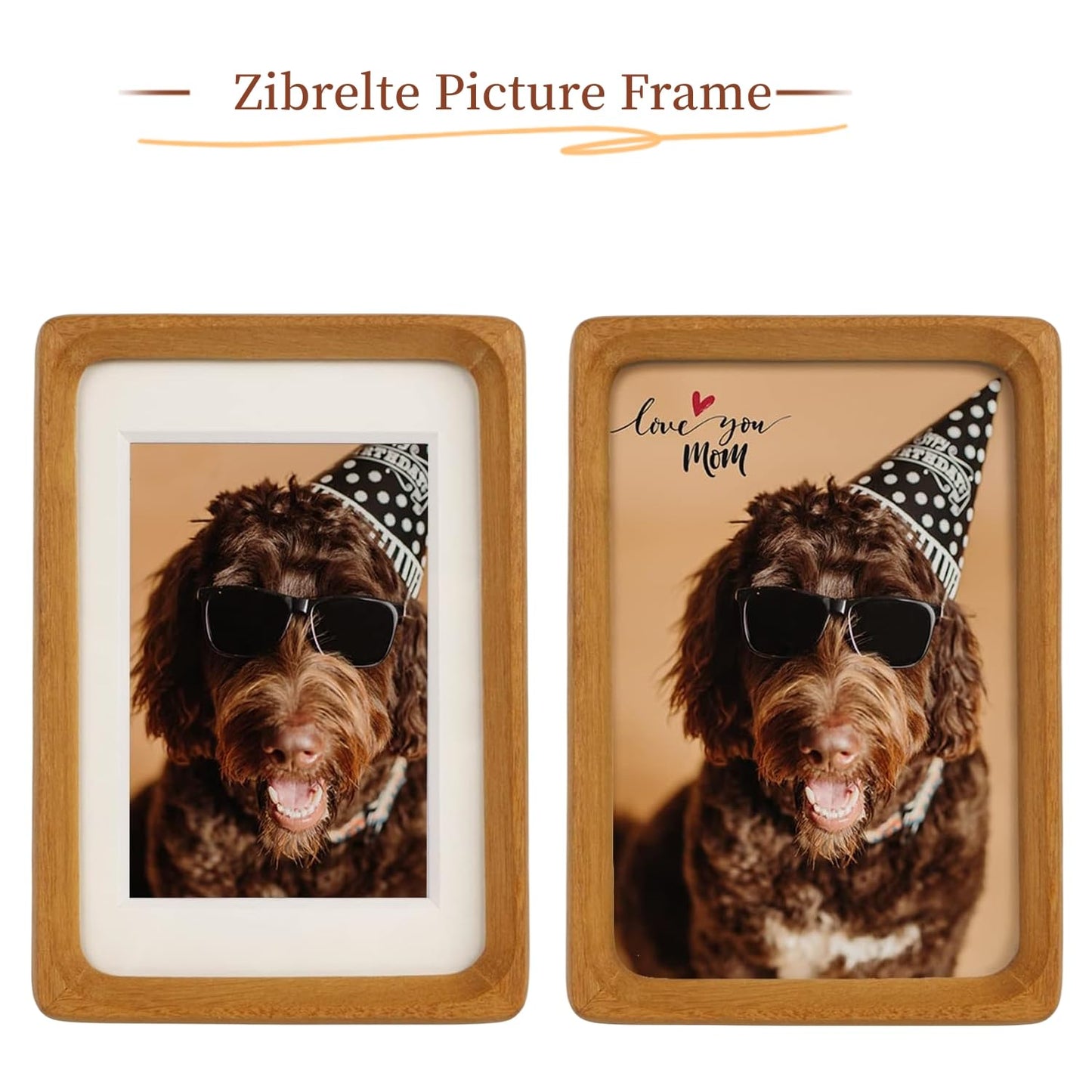 6x6 Solid Teak Wood Picture Frame Matted to 4x4 | Shatterproof Plexiglass, Mortise-Tenon Build, Horizontal & Vertical Tabletop Wall Mounting Square Display Frame BST220