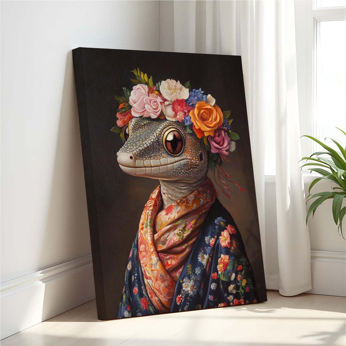 Moose Flower Head Unframed Wall Art Print Poster, Kimono Bathroom Dressing Room Decor Posters Prints for Restroom Home Picture Painting Artwork Gallery 7 (Moose, 16 x 20 inches, Unframed) BST220