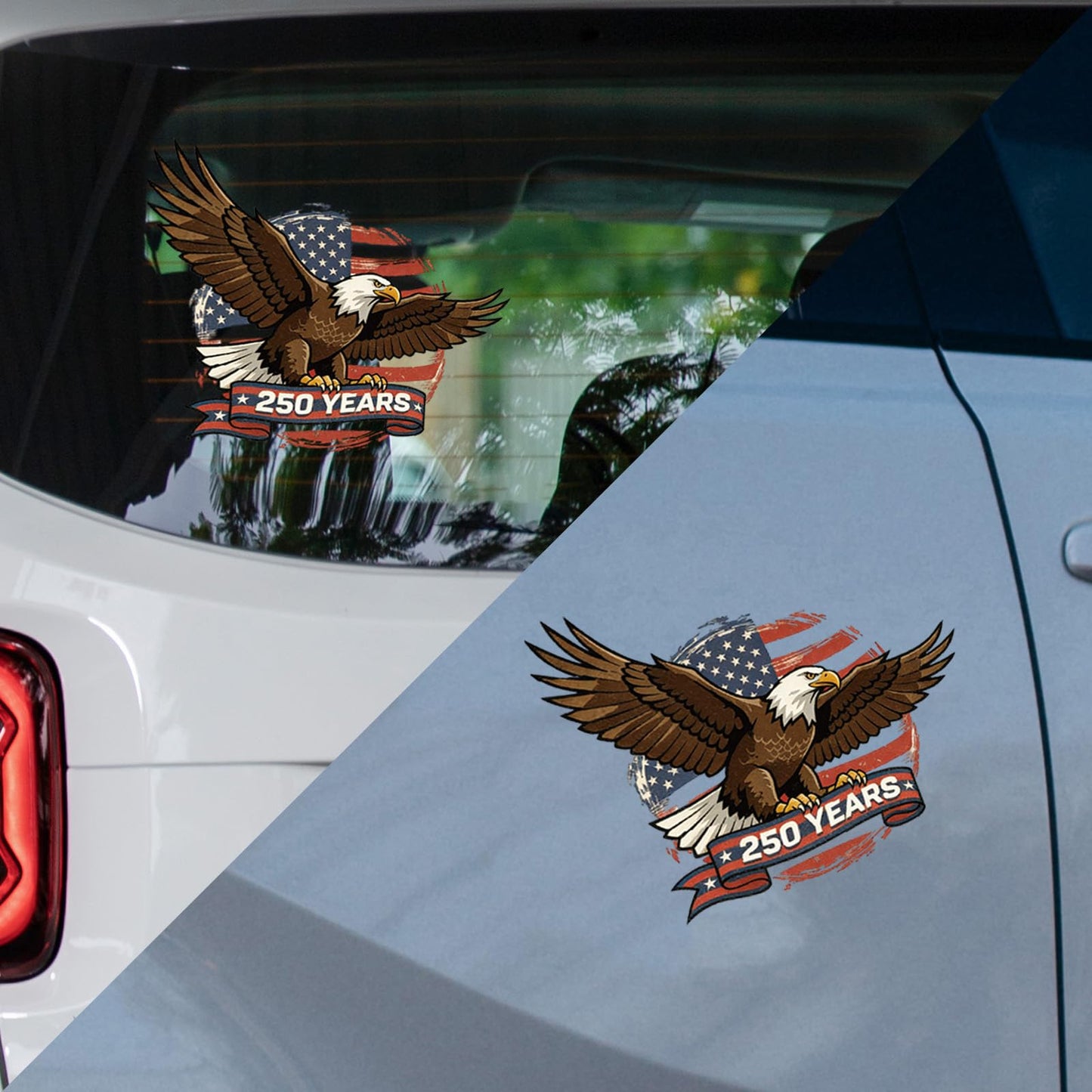 Dazoratix 250th Anniversary Car Decals - 7 Pcs Eagle 250 Years America Flag Merchandise American Patriotic USA 4th of July Independence Vinyl Rearview Mirror Stickers for Window Vehicle Tumbler Bumper BST326L