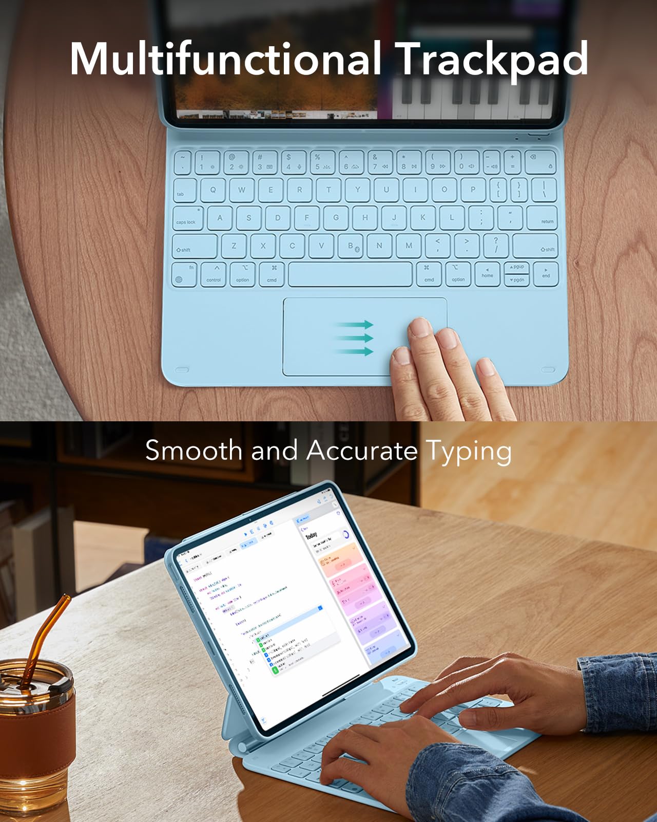 ESR for iPad Air 11 Inch Case with Keyboard M4/M3/M2 (2026/2025/2024) & iPad Pro 11/Air 5th/4th Gen Keyboard, Easy-Set Magnetic Stand, Portrait/Raised Modes, with Removable Protective Case, Black