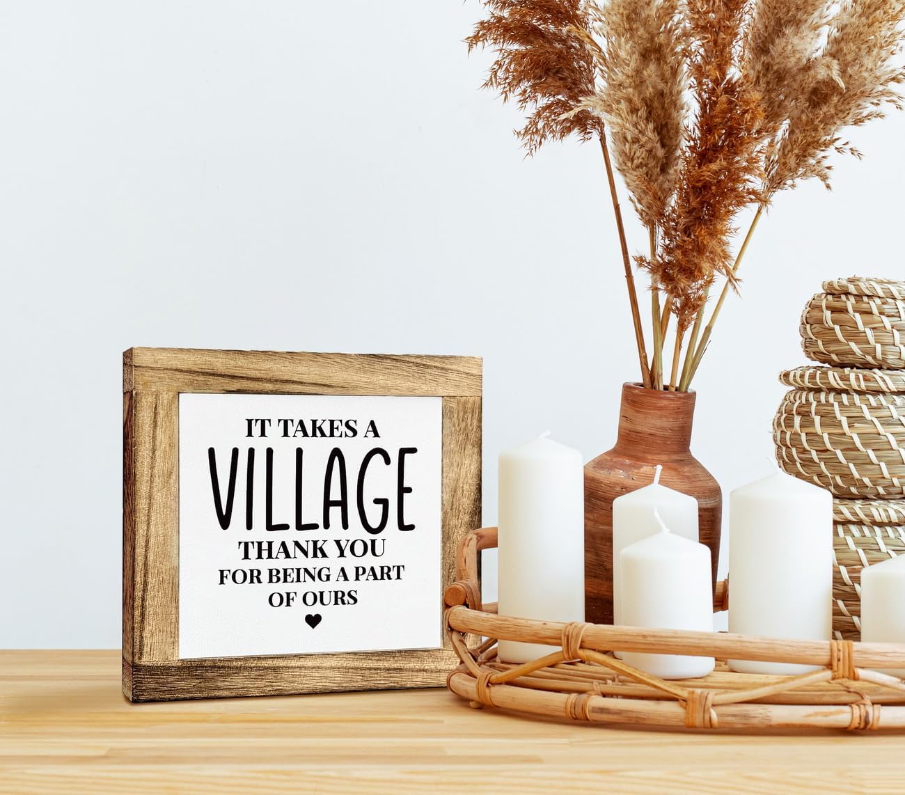 Desk Decor Gifts, Box Wood Plaques Desk Décor, Plaque with Thank You Quotes, Child Care Worker Gift, Appreciation Gifts, Table Decor Gift for Baby Sitter, Thank You for Being Part of Ours BST202