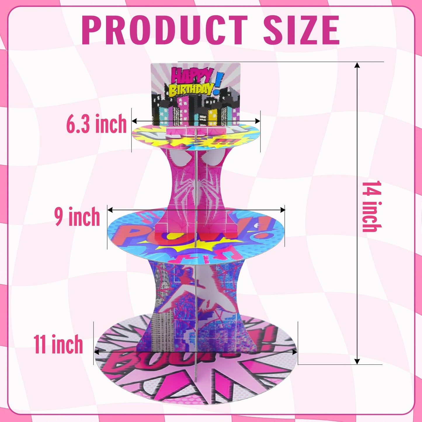 Tropical Hawaiian Birthday Cupcake Stands, Cartoon Movie Theme 3 Tier Paper Cupcake Rack Tropical Flower Party Decorations for Baby Shower Boys Girls Birthday Party Supplies (Fantasy Style) BST220