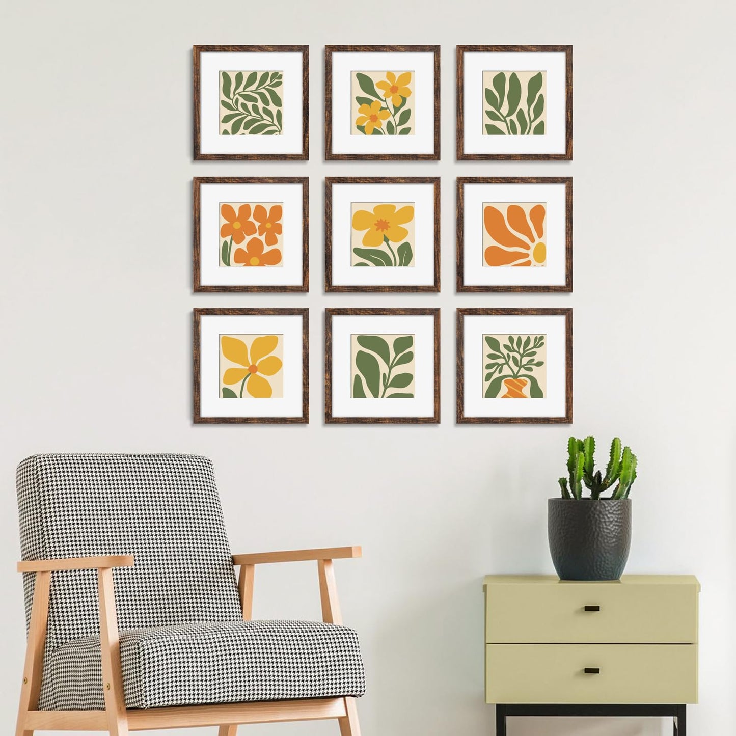 YESKAY 8x10 Picture Frame Set of 9, Display Pictures 5x7 with Mat or 8 x 10 Without Mat, Multi Photo Frames for Wall Mounting or Table Top Display, Blue BST326H