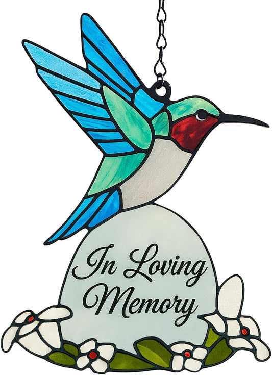 Hummingbird Suncatcher Memorial Gifts, Dog Memorial Gifts for Loss of Dog, Sympathy Gift for Loss of Loved One in Loving Memory, Bereavement Condolence Pet Loss Sympathy Gift Glass Hummingbird BST326H