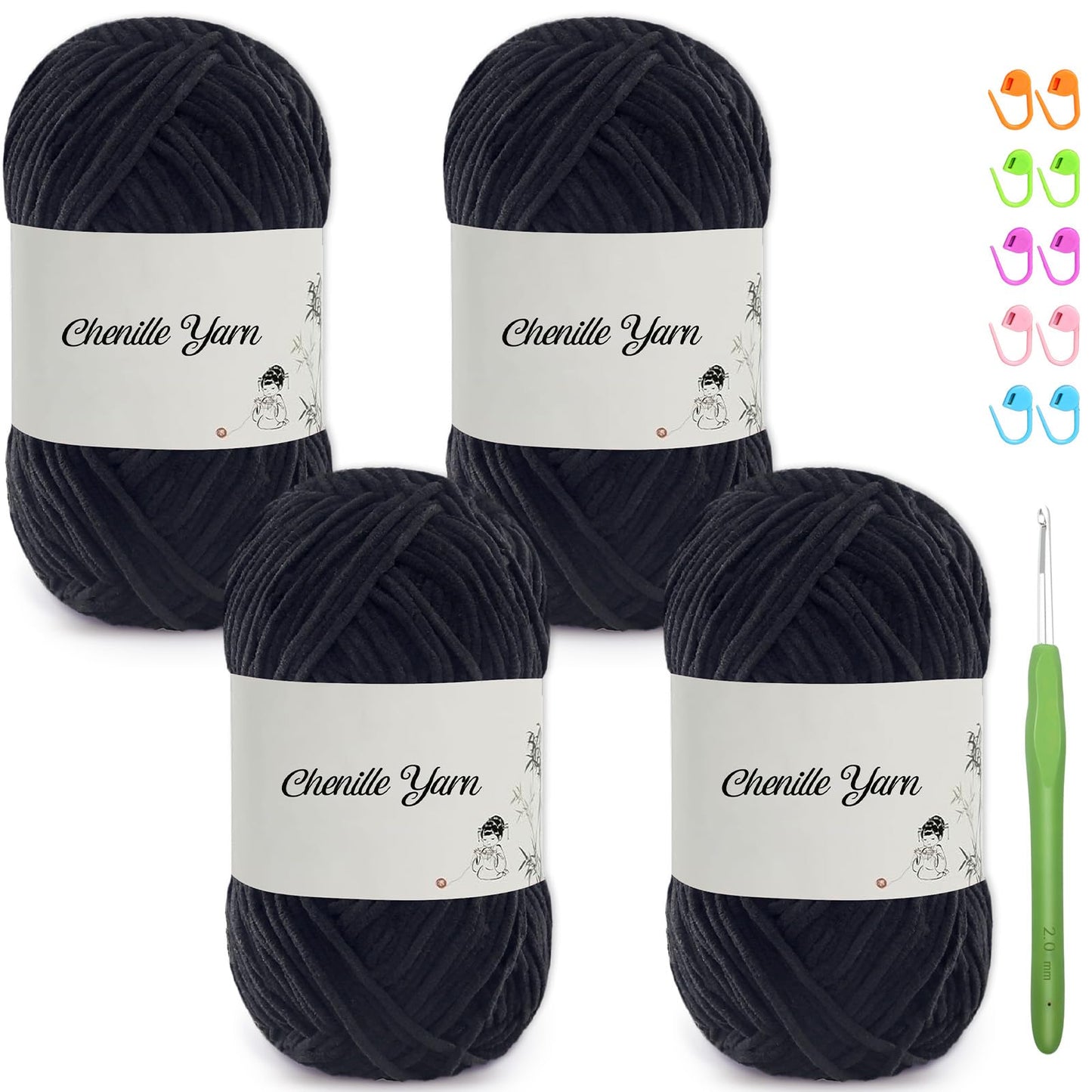 4 Pack of 1.76oz Chenille Yarn for Crocheting,158yards Soft Fluffy Velvet Yarn, Ideal Crochet for DIY Baby Blankets Toys Scarves Throw Pillows Hats Cushions(Purple) BST326L