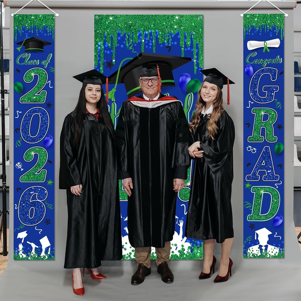 Graduation Decorations Class of 2026 Purple and Gold Congrats Grad Banner and You Did It Door Cover for High School College Graduation Party Supplies(Purple) BST326H